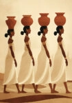 Πίνακας σε Καμβά AFROCENTRIC WOMEN CARRYING VASES