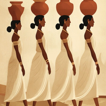 Πίνακας σε Καμβά AFROCENTRIC WOMEN CARRYING VASES -  Sticky 5