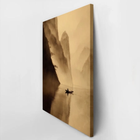 Πίνακας σε Καμβά BOAT IN MISTY MOUNTAIN LAKE -  Sticky 2