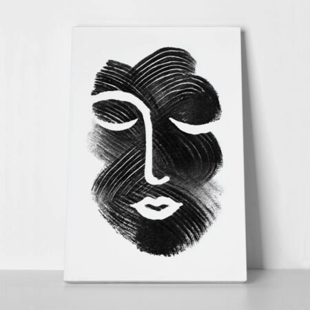 Πίνακας σε Καμβά BOHO BLACK & WHITE ABSTRACT FACE