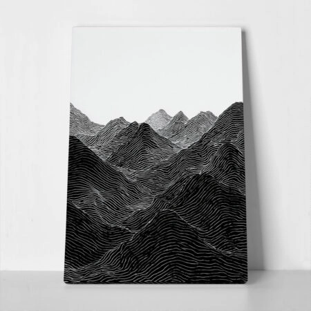 Πίνακας σε Καμβά BOHO BLACK & WHITE ABSTRACT MOUNTAINS