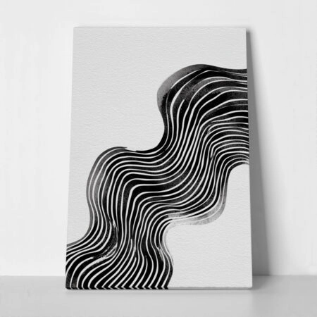 Πίνακας σε Καμβά BOHO BLACK & WHITE ABSTRACT WAVY LINES