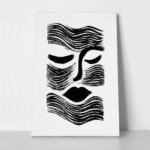 Πίνακας σε Καμβά BOHO BLACK & WHITE ABSTRACT WOMAN FACE