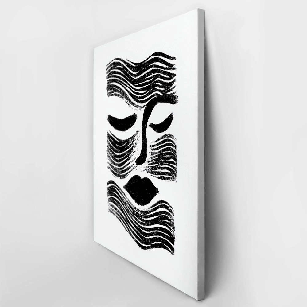 Πίνακας σε Καμβά BOHO BLACK & WHITE ABSTRACT WOMAN FACE