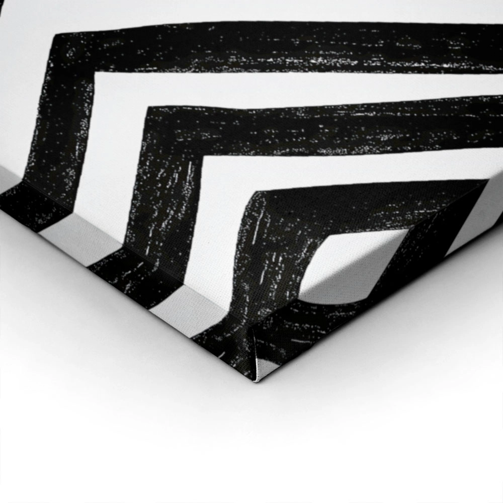 Πίνακας σε Καμβά BOHO BLACK & WHITE ANGULAR STRIPES