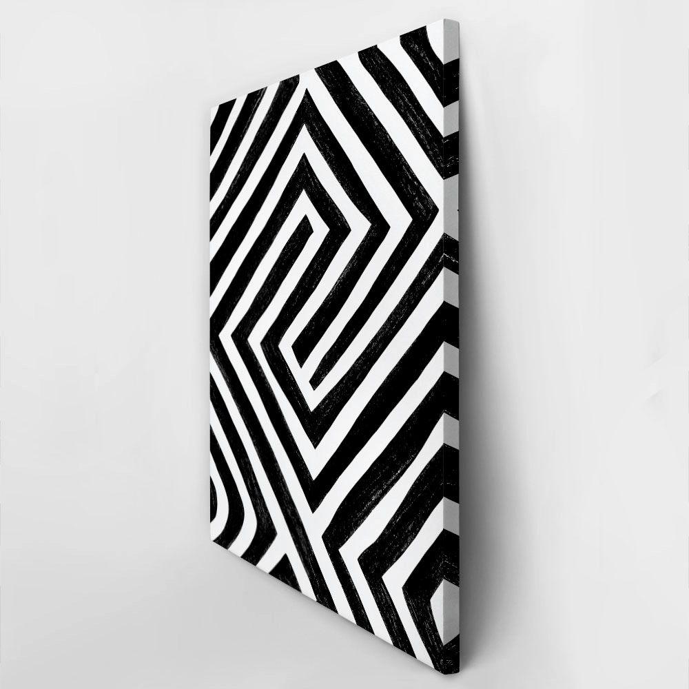 Πίνακας σε Καμβά BOHO BLACK & WHITE ANGULAR STRIPES