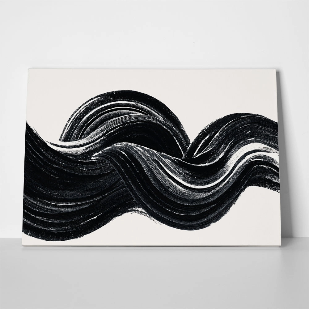 Πίνακας σε Καμβά BOHO BLACK & WHITE BRUSH STROKES 2
