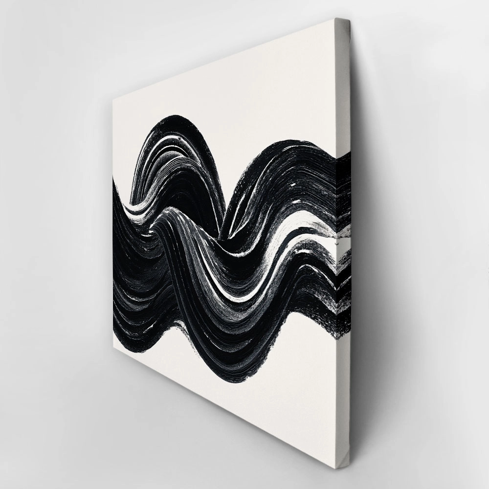 Πίνακας σε Καμβά BOHO BLACK & WHITE BRUSH STROKES 2