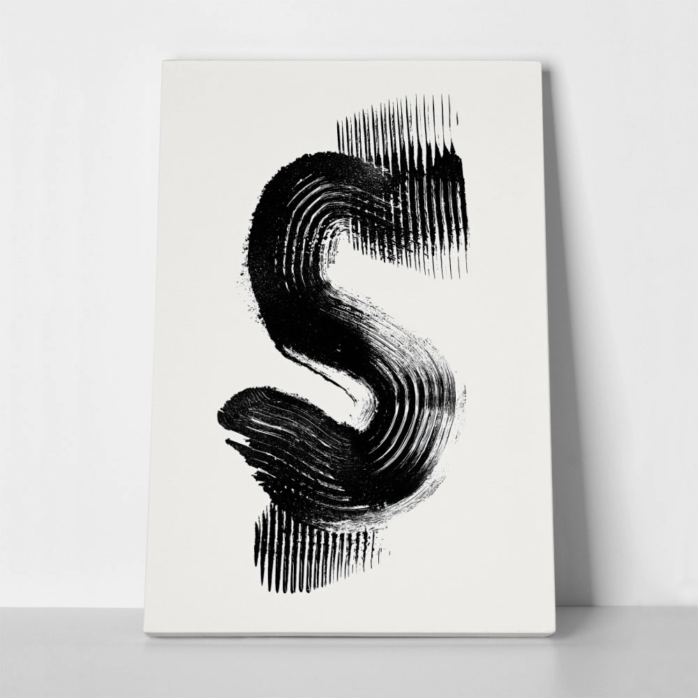 Πίνακας σε Καμβά BOHO BLACK & WHITE BRUSH STROKES 4