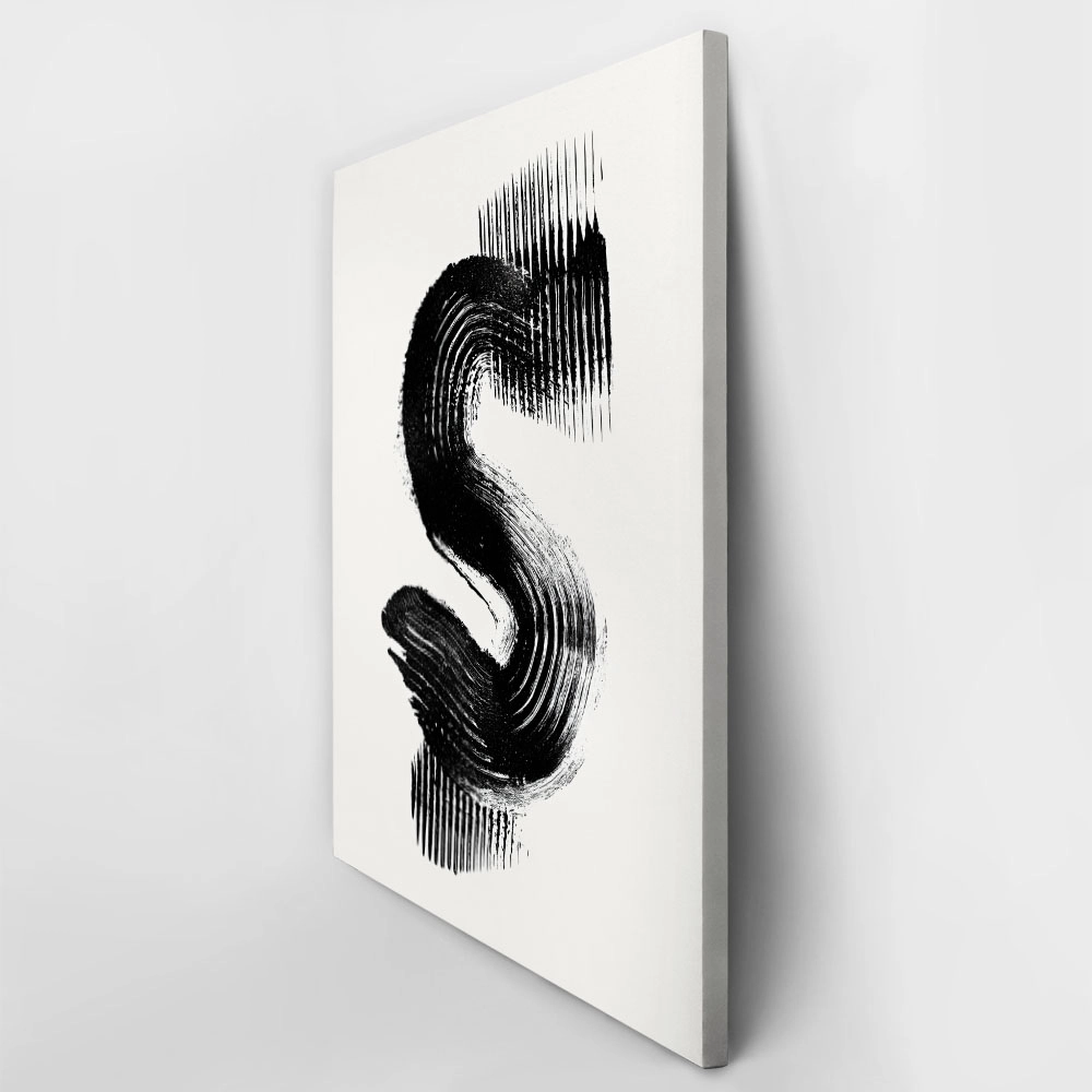 Πίνακας σε Καμβά BOHO BLACK & WHITE BRUSH STROKES 4