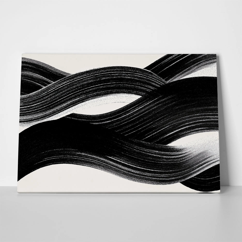 Πίνακας σε Καμβά BOHO BLACK & WHITE BRUSH STROKES