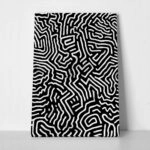 Πίνακας σε Καμβά BOHO BLACK & WHITE CHAOTIC TANGLED LINES