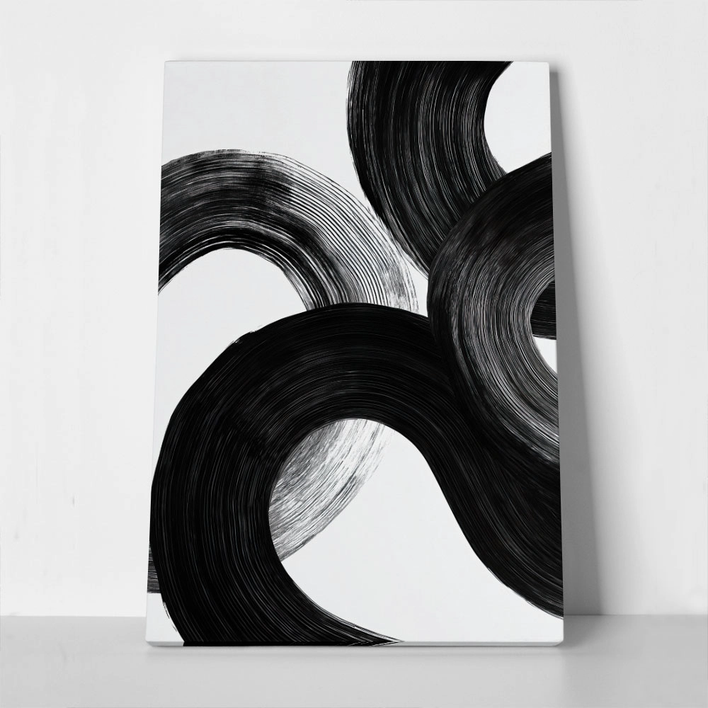 Πίνακας σε Καμβά BOHO BLACK & WHITE CIRCULAR BRUSH STROKES