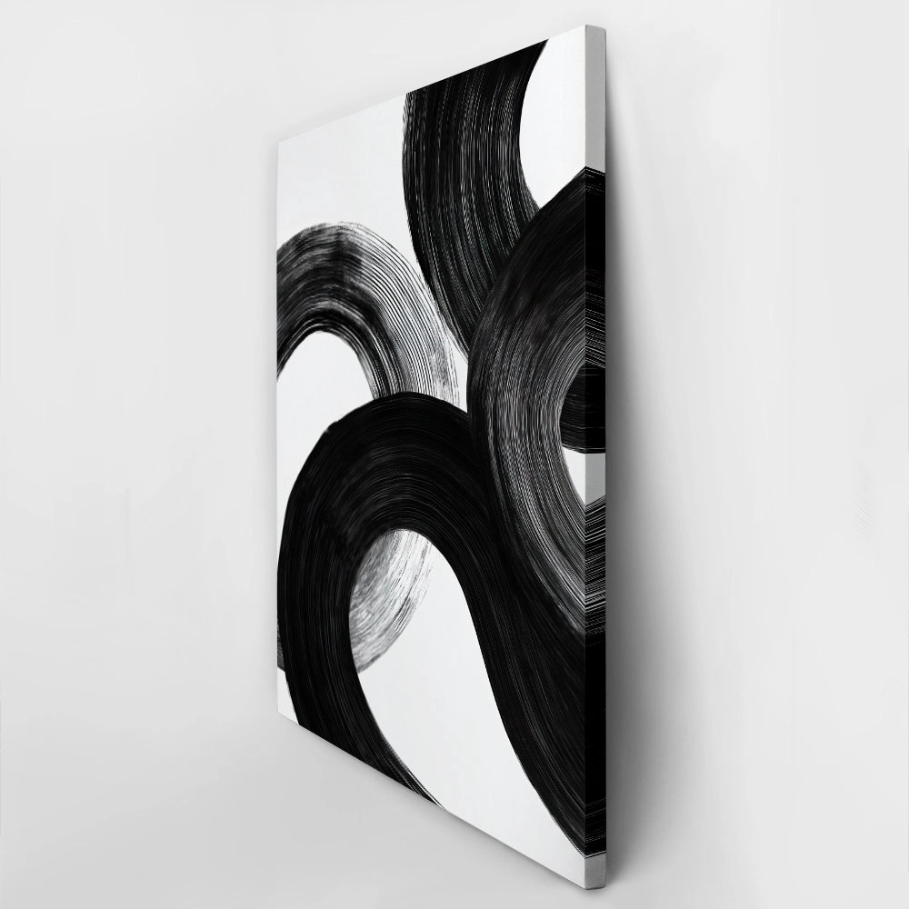 Πίνακας σε Καμβά BOHO BLACK & WHITE CIRCULAR BRUSH STROKES