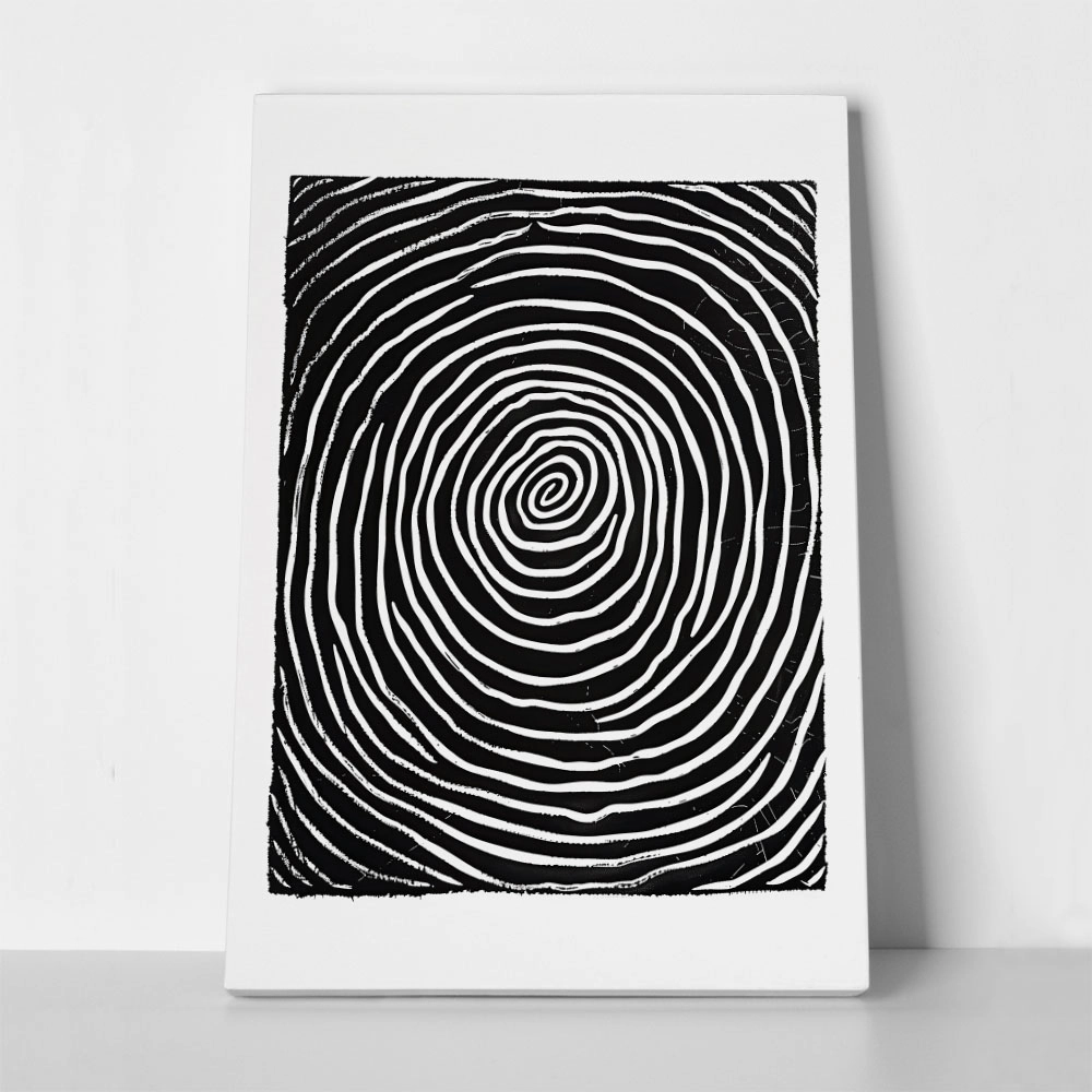 Πίνακας σε Καμβά BOHO BLACK & WHITE CONCENTRIC CIRCLES