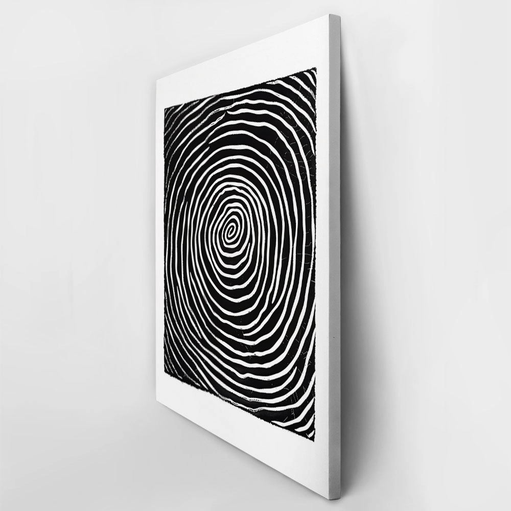 Πίνακας σε Καμβά BOHO BLACK & WHITE CONCENTRIC CIRCLES