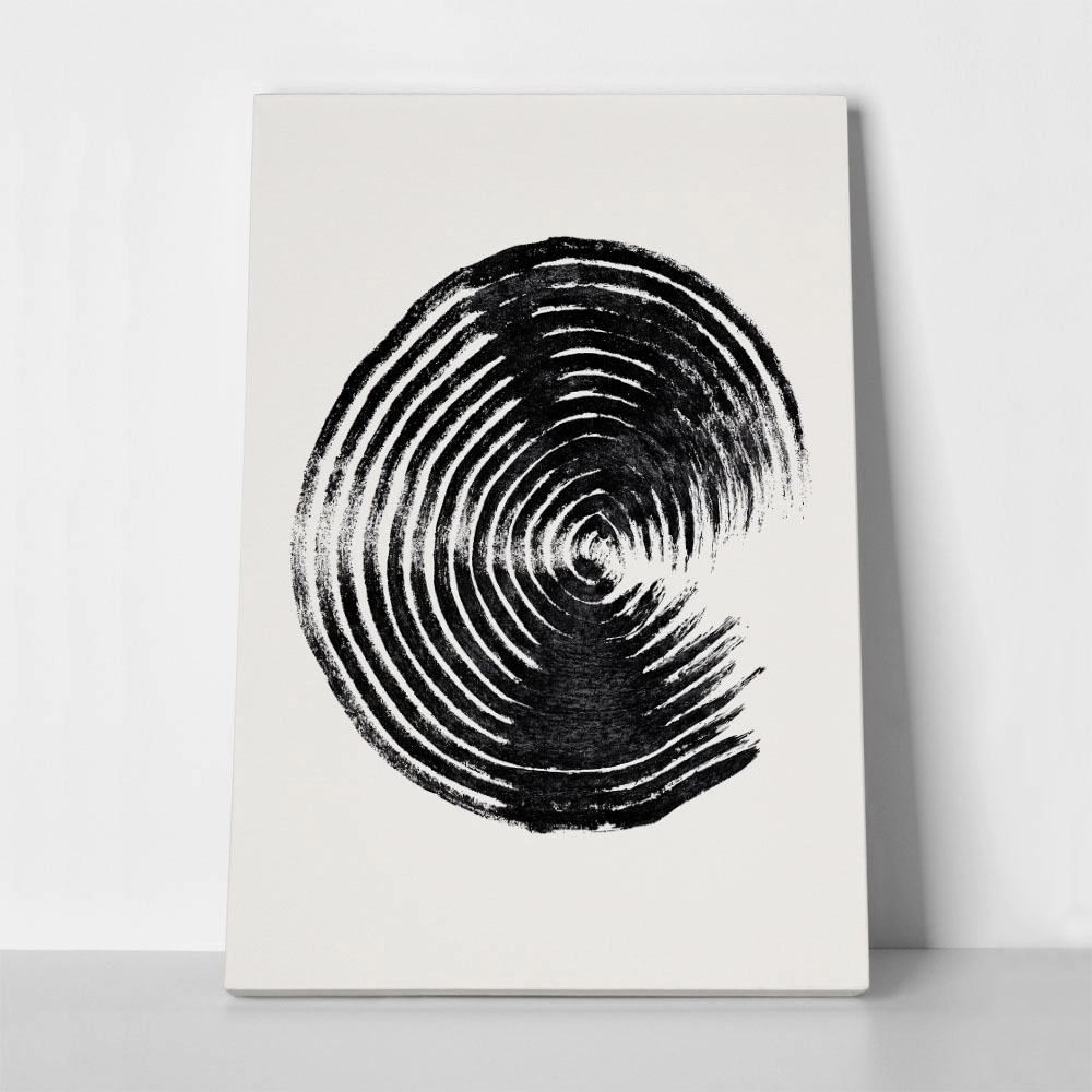Πίνακας σε Καμβά BOHO BLACK & WHITE CONCENTRIC CIRCULAR RIDGES