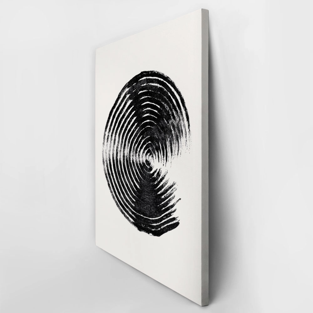 Πίνακας σε Καμβά BOHO BLACK & WHITE CONCENTRIC CIRCULAR RIDGES