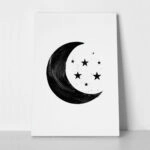 Πίνακας σε Καμβά BOHO BLACK & WHITE CRESCENT MOON