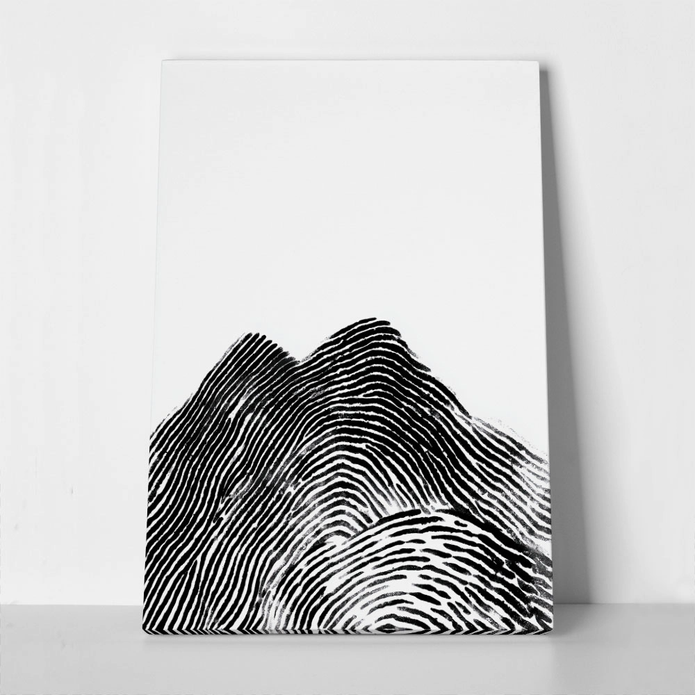 Πίνακας σε Καμβά BOHO BLACK & WHITE FINGERPRINT MOUNTAIN