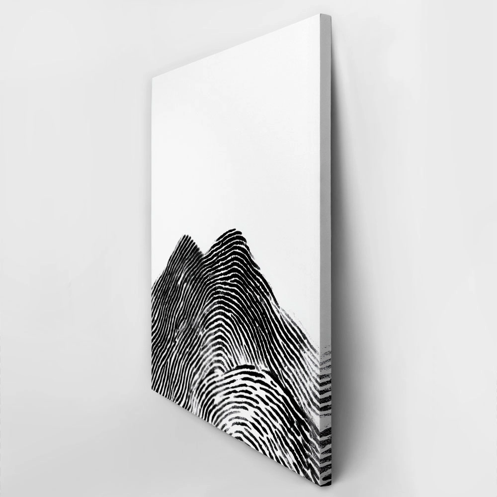 Πίνακας σε Καμβά BOHO BLACK & WHITE FINGERPRINT MOUNTAIN