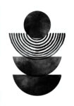 Πίνακας σε Καμβά BOHO BLACK & WHITE MINIMALIST GEOMETRIC SHAPES