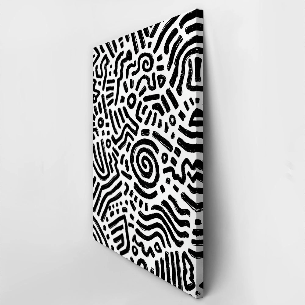 Πίνακας σε Καμβά BOHO BLACK & WHITE NAZCA LINES