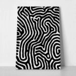 Πίνακας σε Καμβά BOHO BLACK & WHITE ORGANIC SWIRLING LINES