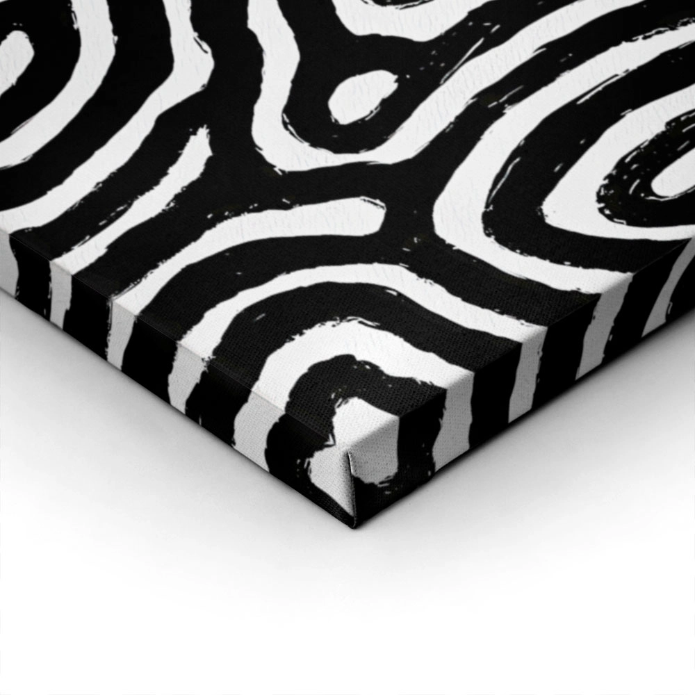 Πίνακας σε Καμβά BOHO BLACK & WHITE ORGANIC SWIRLING LINES