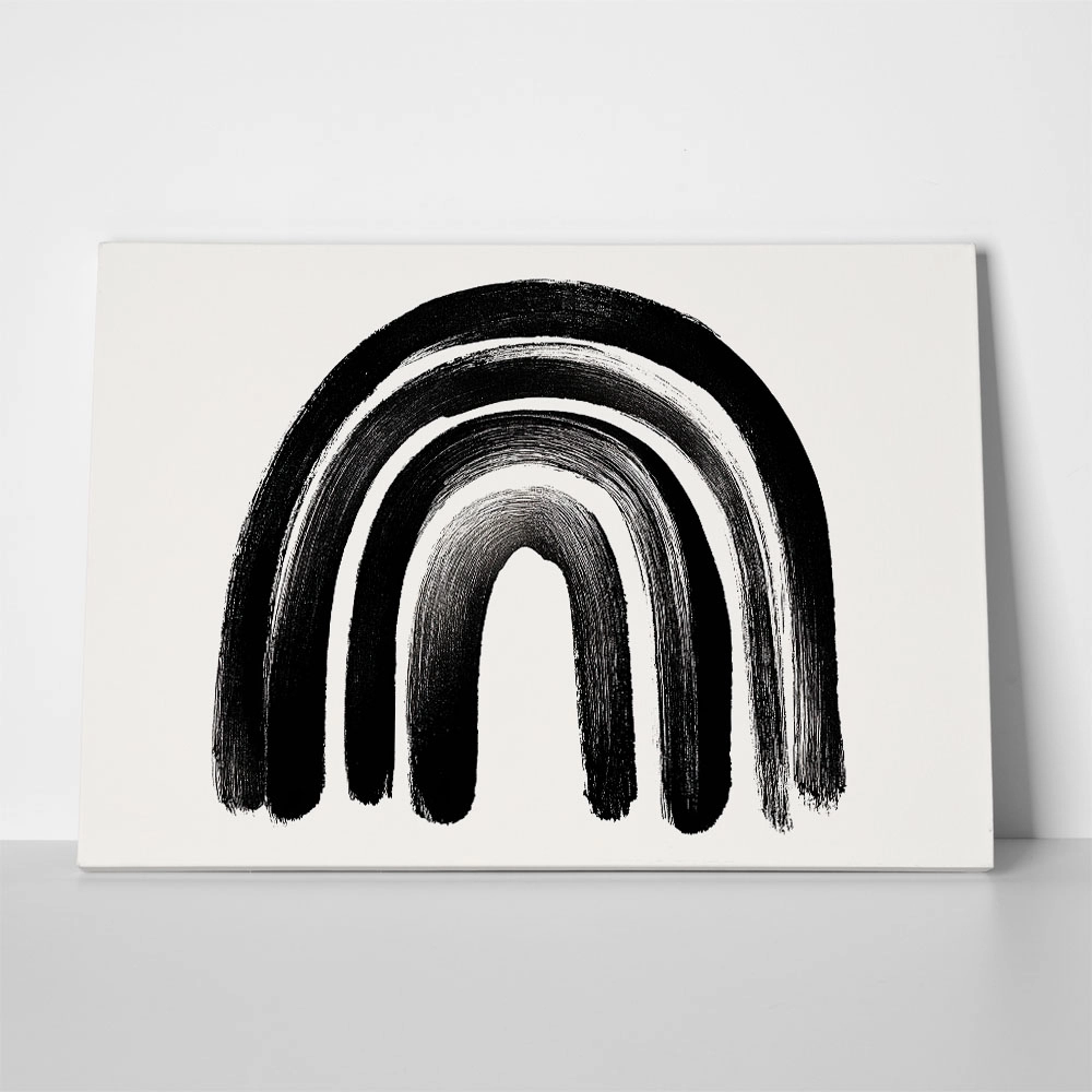 Πίνακας σε Καμβά BOHO BLACK & WHITE RAINBOW