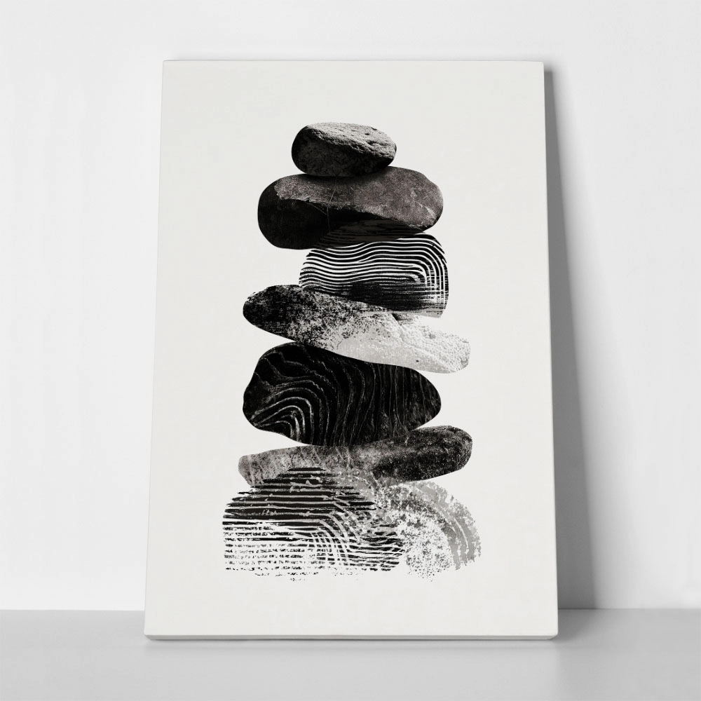 Πίνακας σε Καμβά BOHO BLACK & WHITE SHAPES 2