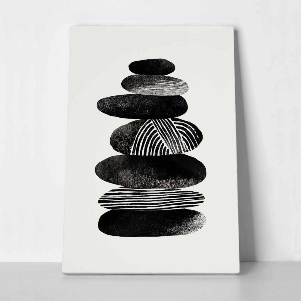 Πίνακας σε Καμβά BOHO BLACK & WHITE SHAPES 3