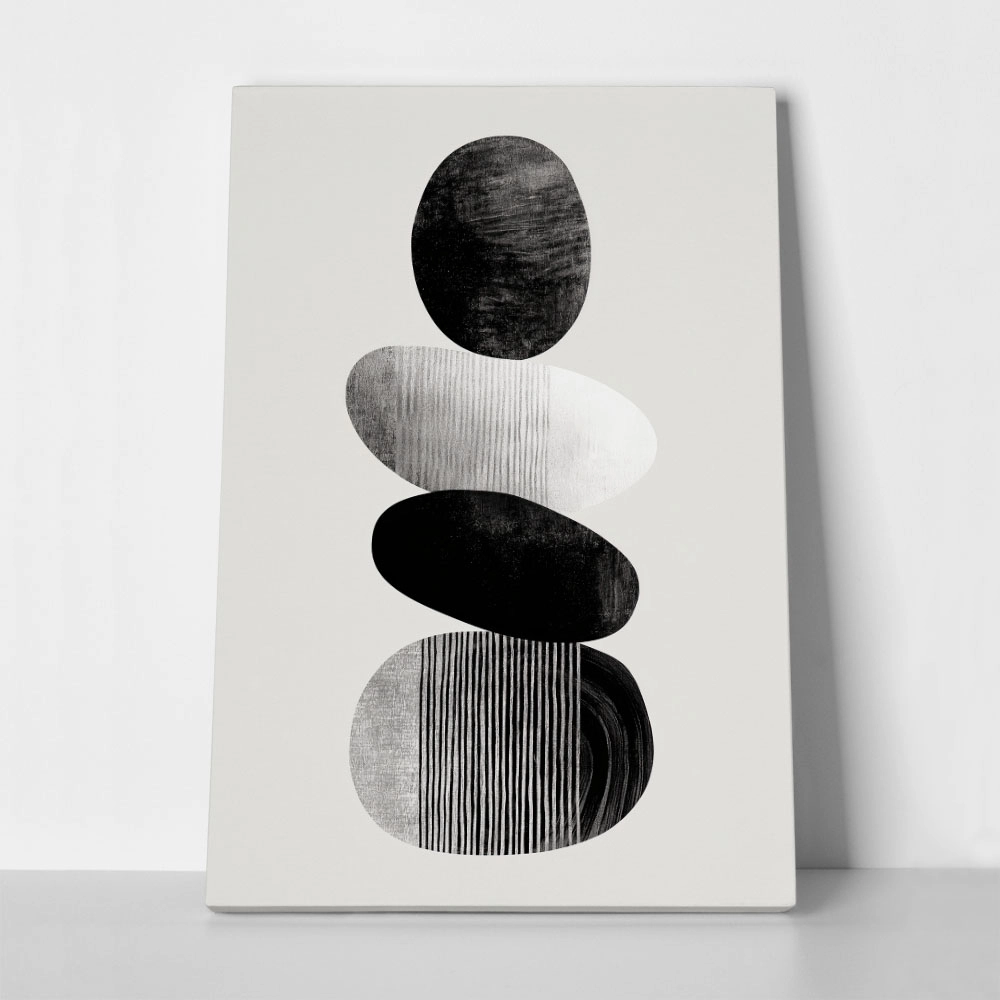 Πίνακας σε Καμβά BOHO BLACK & WHITE SHAPES