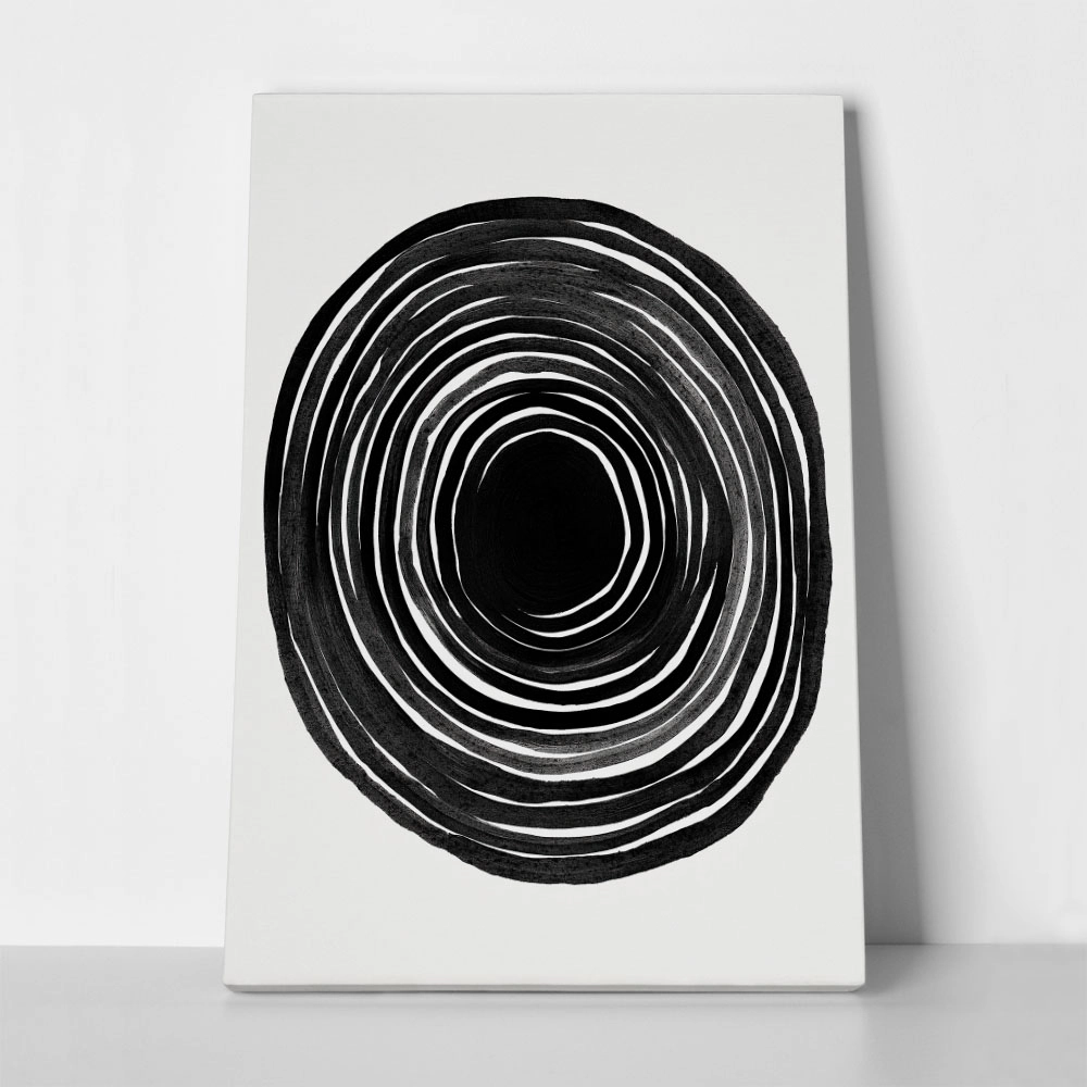 Πίνακας σε Καμβά BOHO BLACK & WHITE SNAIL SHELL