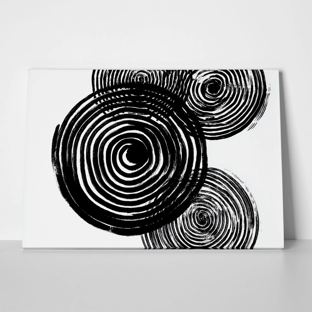 Πίνακας σε Καμβά BOHO BLACK & WHITE SPIRALS