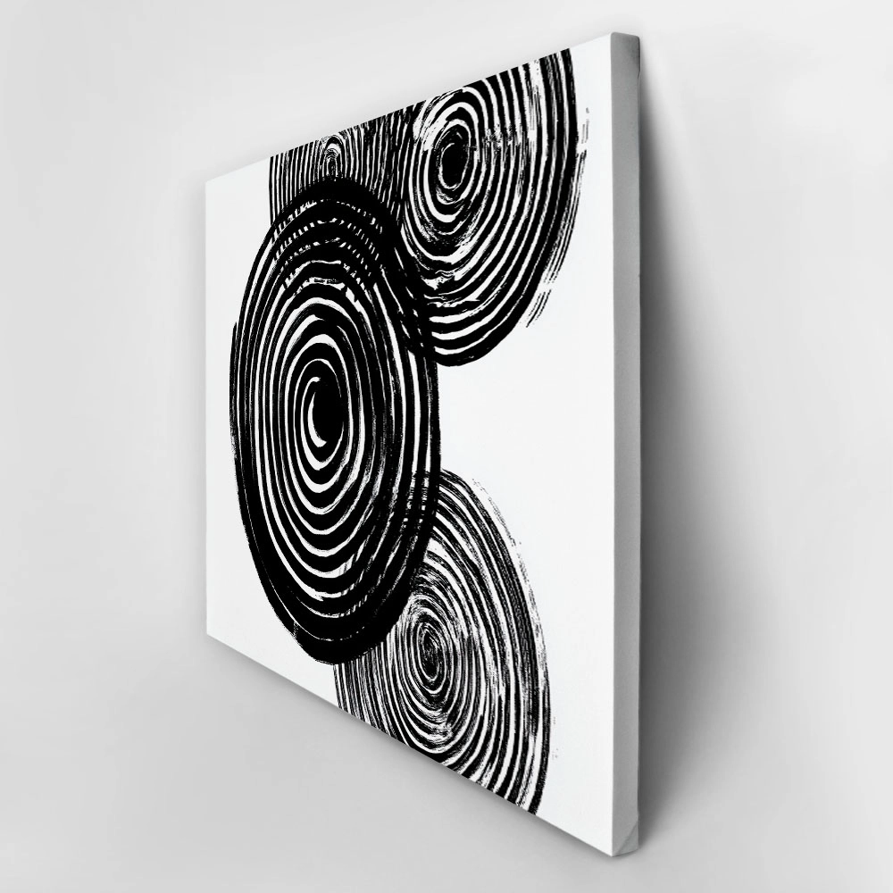 Πίνακας σε Καμβά BOHO BLACK & WHITE SPIRALS