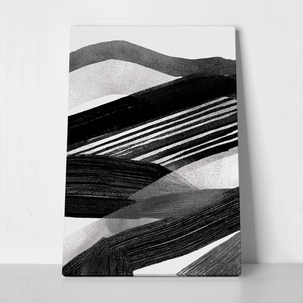 Πίνακας σε Καμβά BOHO BLACK & WHITE STRIPED TEXTURES