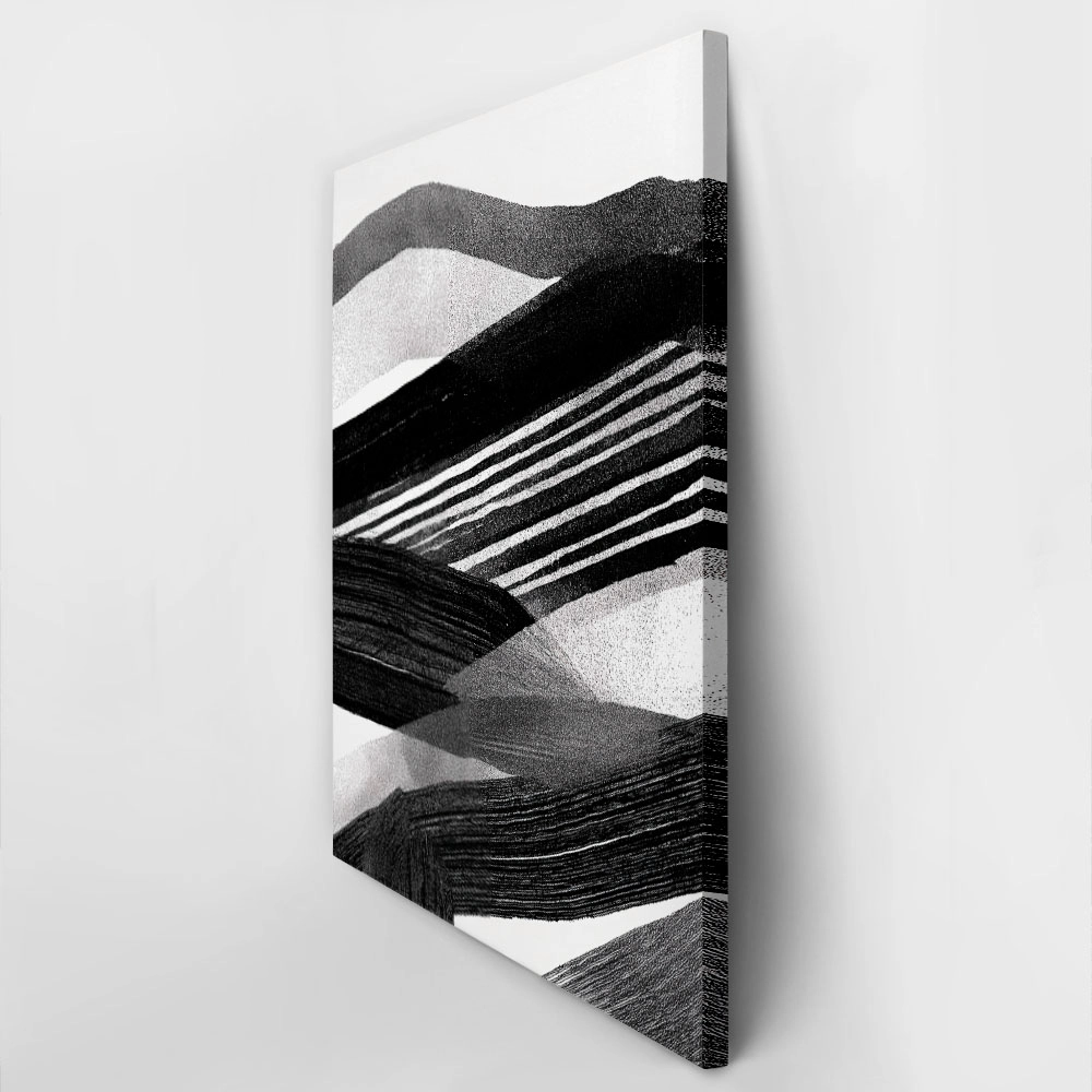 Πίνακας σε Καμβά BOHO BLACK & WHITE STRIPED TEXTURES