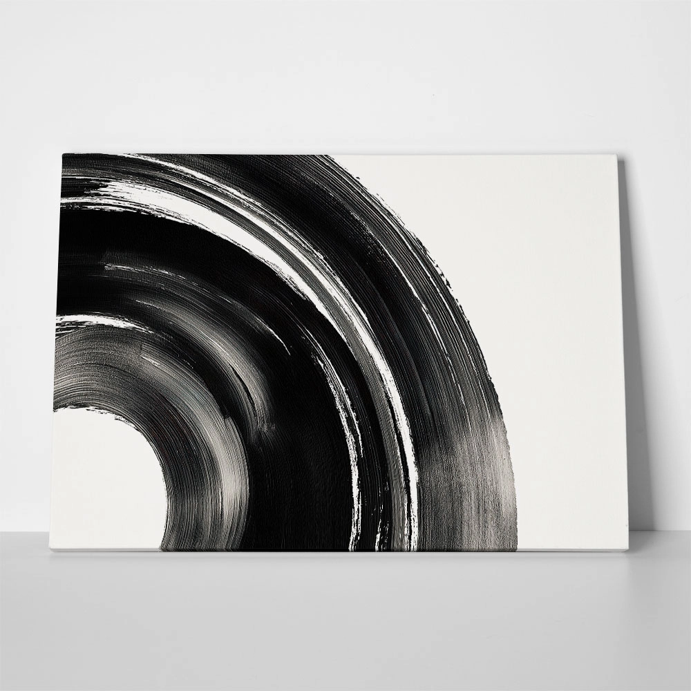 Πίνακας σε Καμβά BOHO BLACK & WHITE SWIRL
