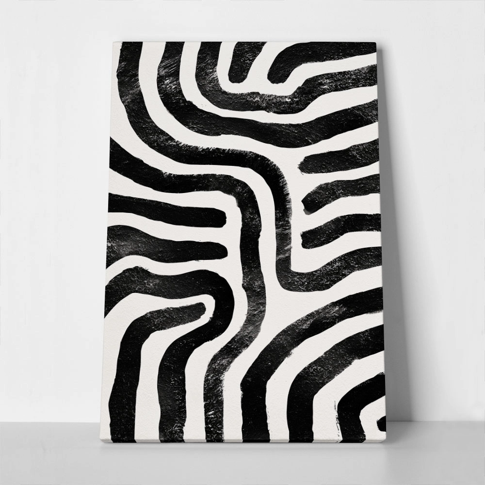 Πίνακας σε Καμβά BOHO BLACK & WHITE TEXTURED LINES