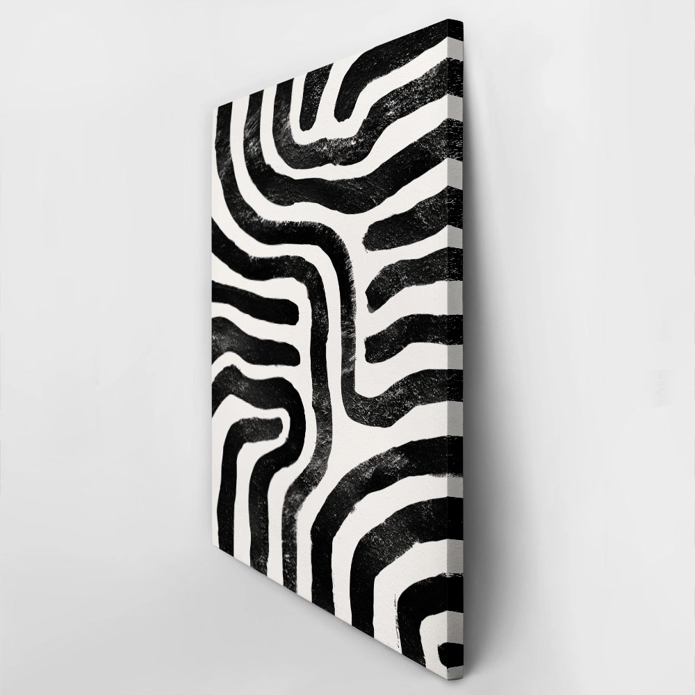 Πίνακας σε Καμβά BOHO BLACK & WHITE TEXTURED LINES