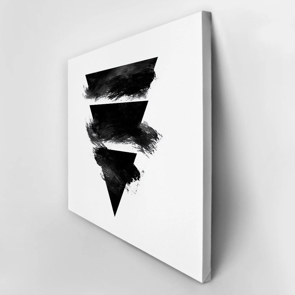 Πίνακας σε Καμβά BOHO BLACK & WHITE TRIANGLE AND BRUSH STROKES