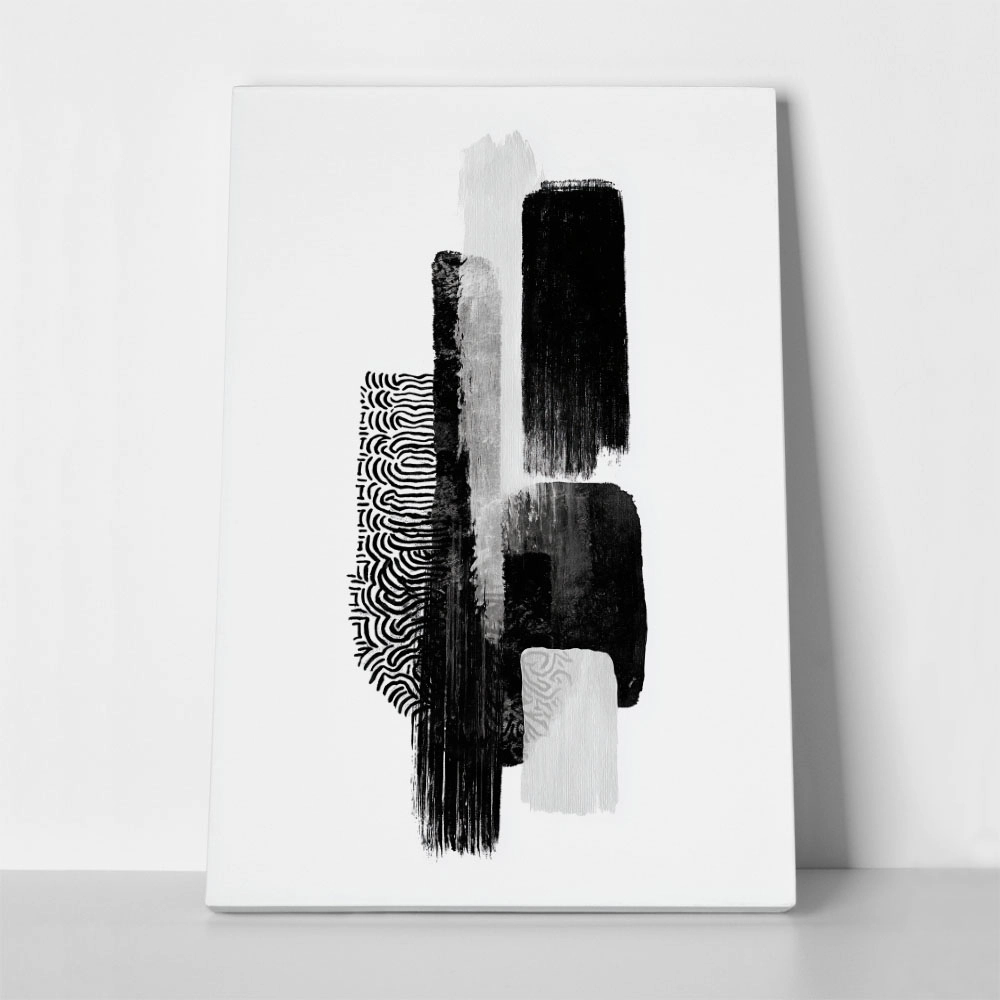 Πίνακας σε Καμβά BOHO BLACK & WHITE VERTICAL BRUSH STROKES