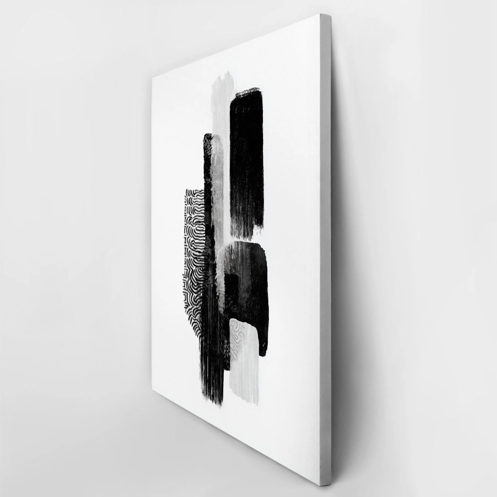 Πίνακας σε Καμβά BOHO BLACK & WHITE VERTICAL BRUSH STROKES