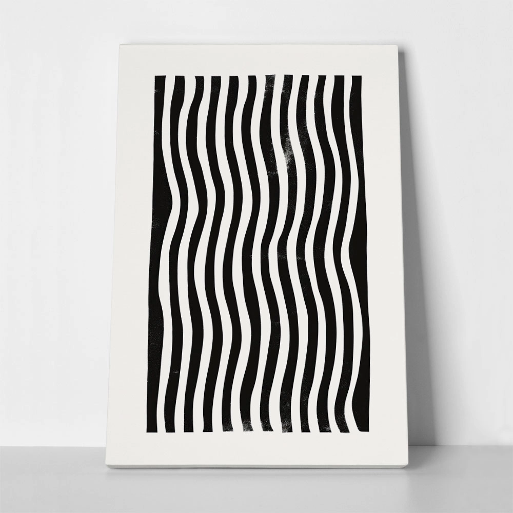 Πίνακας σε Καμβά BOHO BLACK & WHITE VERTICAL ORGANIC LINES