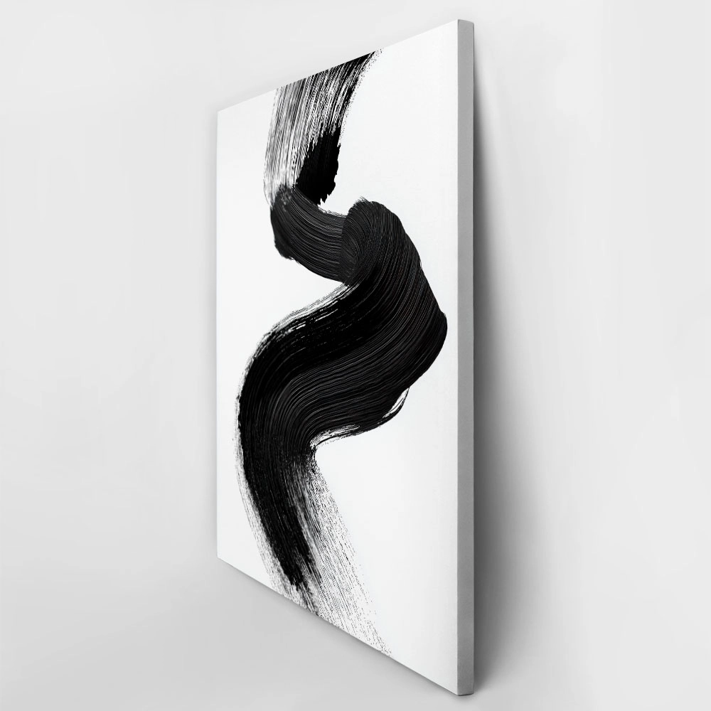 Πίνακας σε Καμβά BOHO BLACK & WHITE WAVE BRUSH STROKE 2