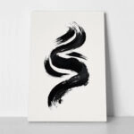 Πίνακας σε Καμβά BOHO BLACK & WHITE WAVE BRUSH STROKE 3