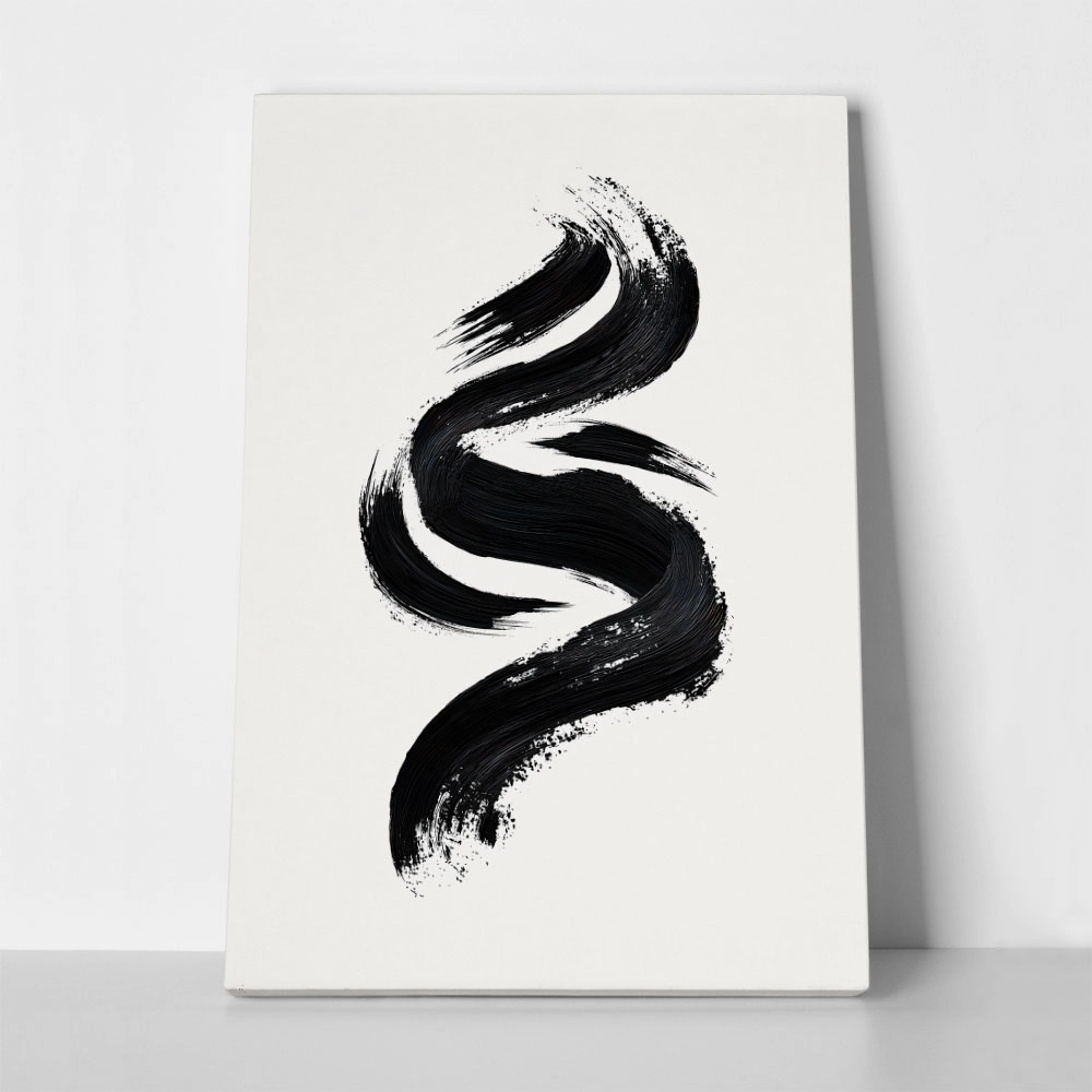 Πίνακας σε Καμβά BOHO BLACK & WHITE WAVE BRUSH STROKE 3