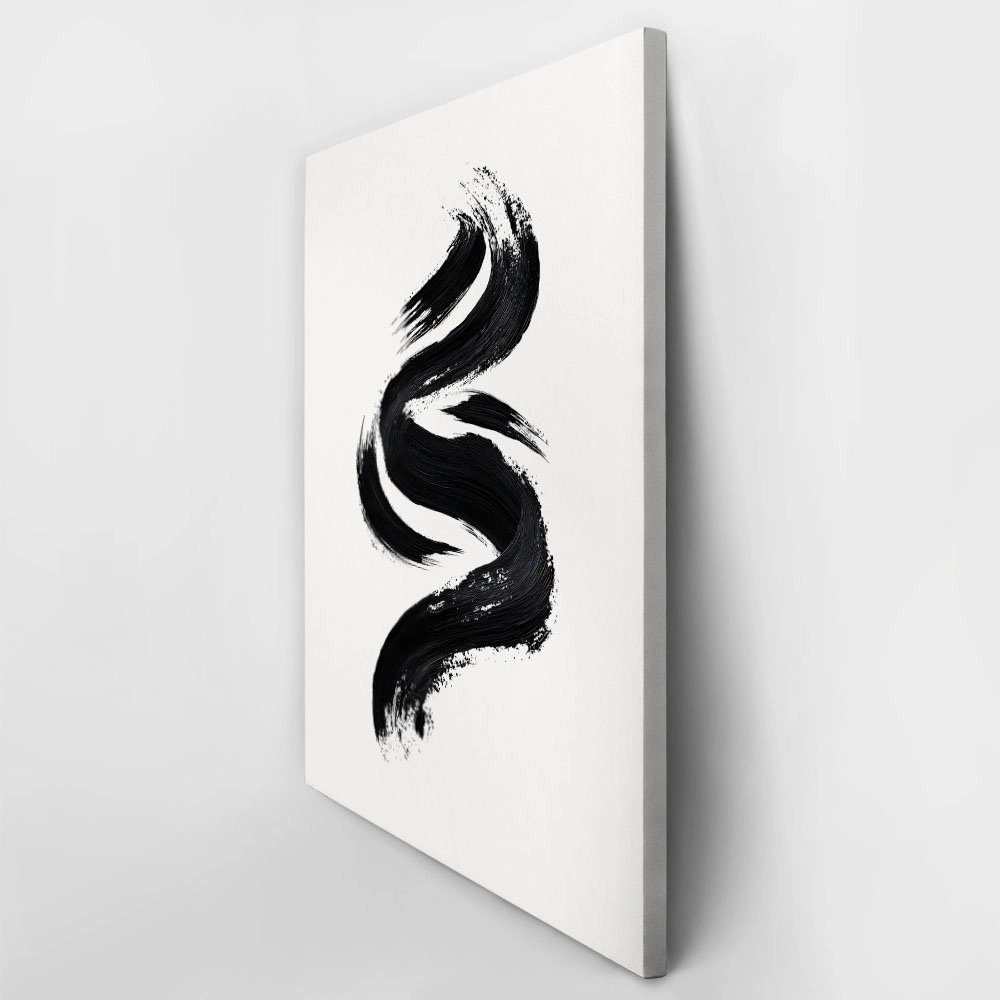 Πίνακας σε Καμβά BOHO BLACK & WHITE WAVE BRUSH STROKE 3