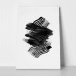Πίνακας σε Καμβά BOHO BLACK & WHITE WAVE BRUSH STROKE INK PAINT STAINS